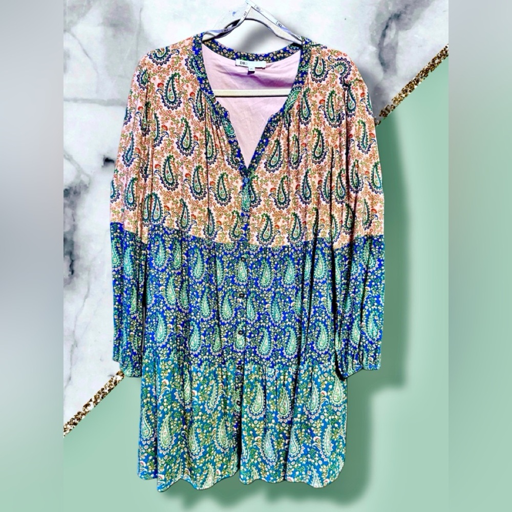 DR2 Tan and Green Paisley Women's Tunic